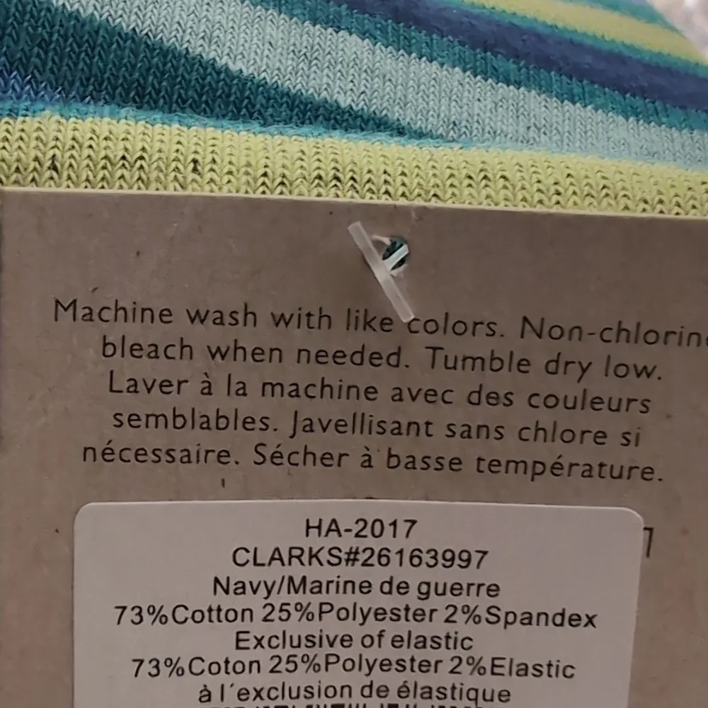 Clarks 2‎ Pair Multicolor Striped Socks